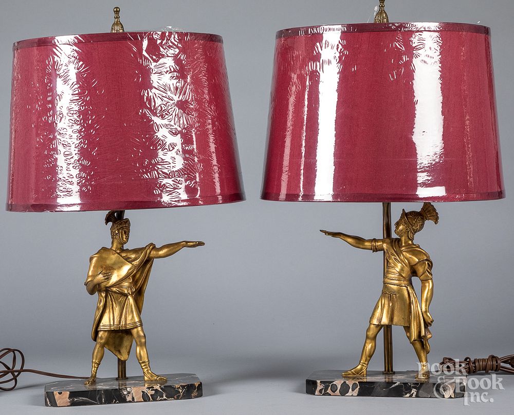 Appraisal: Pair of gilt bronze figural table lamps Pair of gilt