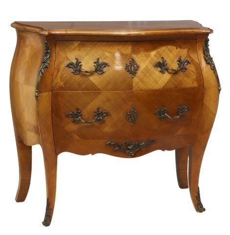 Appraisal: French Louis XV style matched veneer bombe commode early th