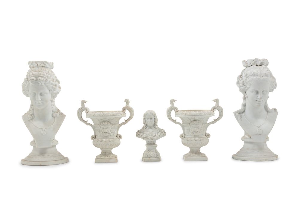 Appraisal: Six Bisque Porcelain Articles Six Bisque Porcelain Articles th and