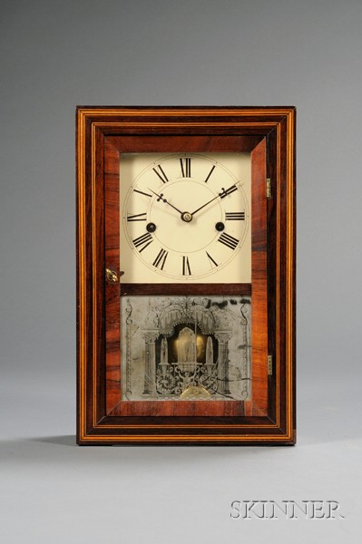 Appraisal: Rosewood Shelf Clock by Elisha Manross Bristol Connecticut rosewood veneered