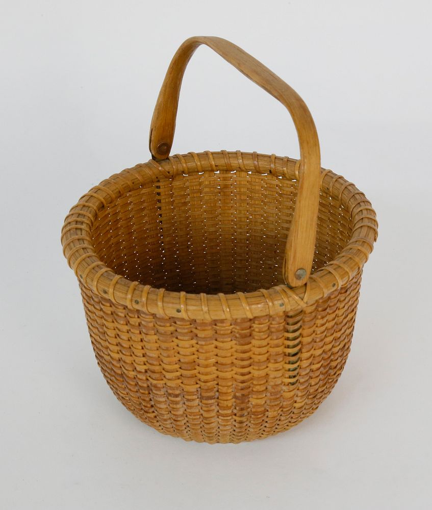 Appraisal: Jose Formoso Reyes Round Open Swing Handle Basket circa Jose