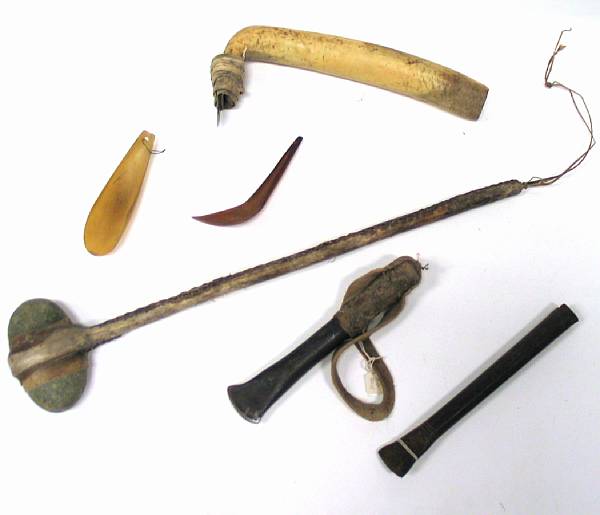 Appraisal: A group of Native American utilitarian items A Plains elk