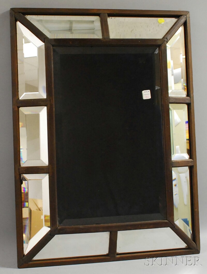 Appraisal: Neoclassical Wood-framed Beveled Glass Paneled Mirror x in