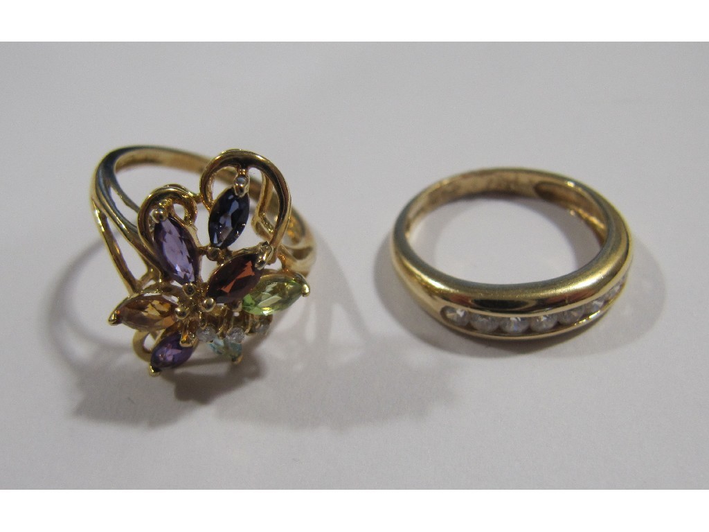 Appraisal: Lot comprising a ct gold multi gem set dress ring