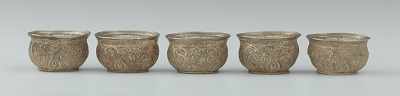 Appraisal: Five Silver Wire Persian Miniature Bowls Delicately proportioned bowls of