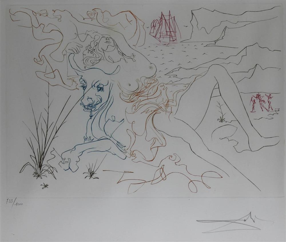 Appraisal: SALVADOR DALI SPANISH - EUROPA AND THE BULL Etching on