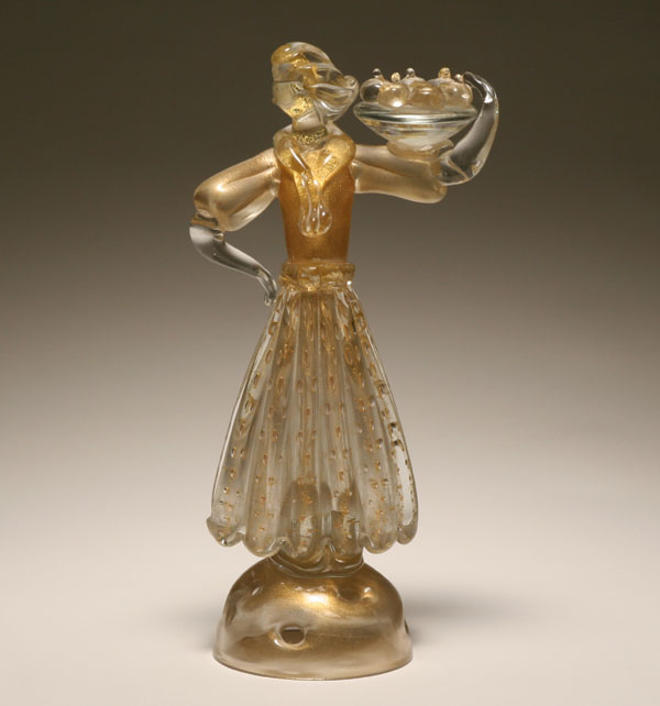 Appraisal: Barovier Murano art glass figure with fruit basket Gold leaf