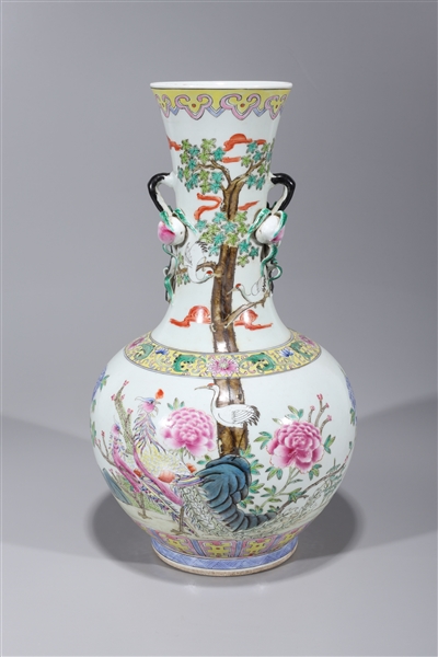 Appraisal: Chinese famille rose enameled porcelain vase with phoenix and flower