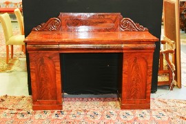 Appraisal: A Georgian flamed mahogany double pedestal sideboard