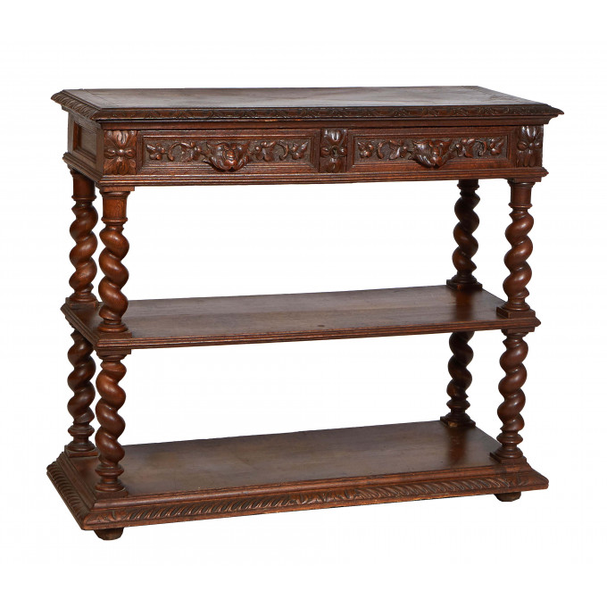 Appraisal: French Henri II Style Carved Oak Marble Top Server c