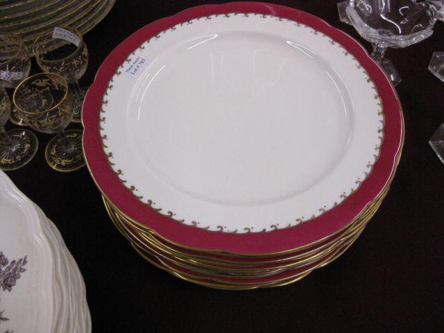 Appraisal: Paragon Bone China Dinner Plates burguady gold border excellent