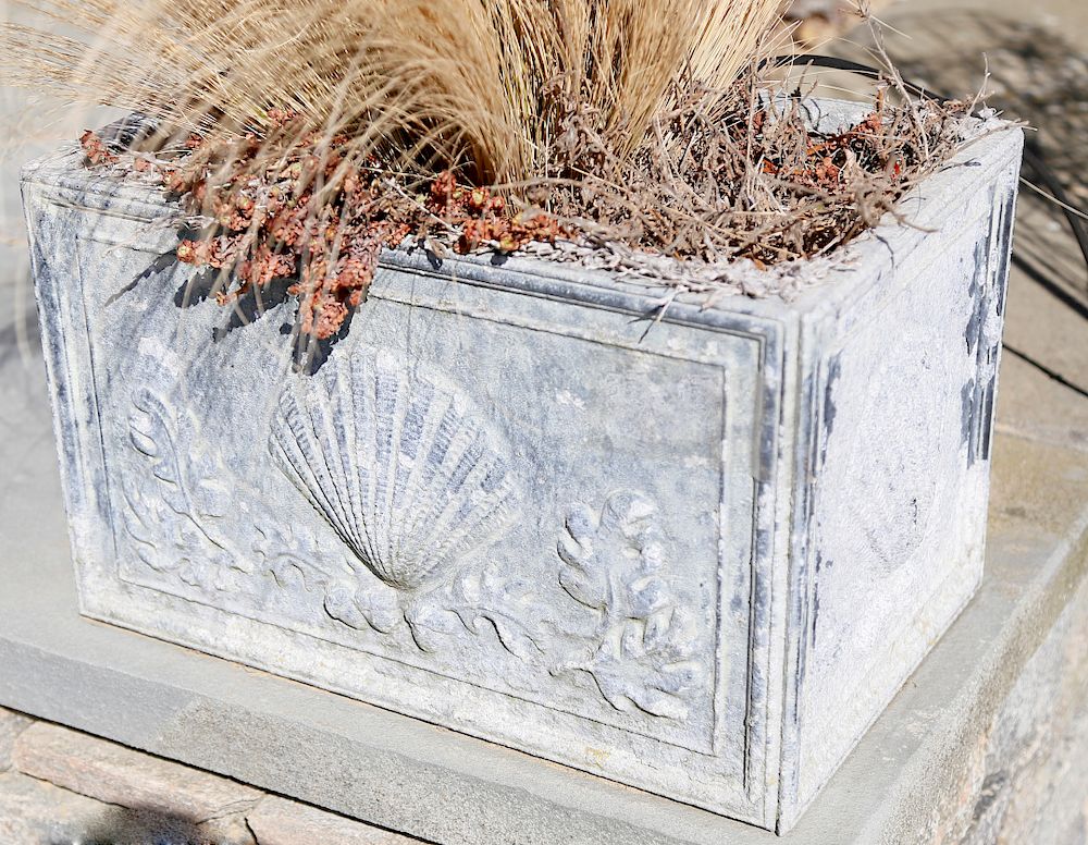 Appraisal: Pair of Rectangular Garden Planters with Scallop Shell Motifs Exclusive