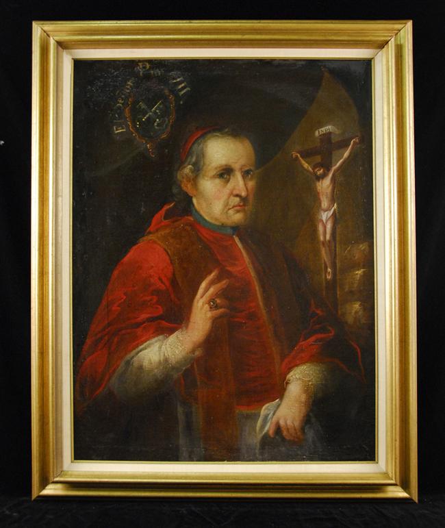 Appraisal: SPANISH COLONIAL SCHOOL th century POPE PIUS VII oil on