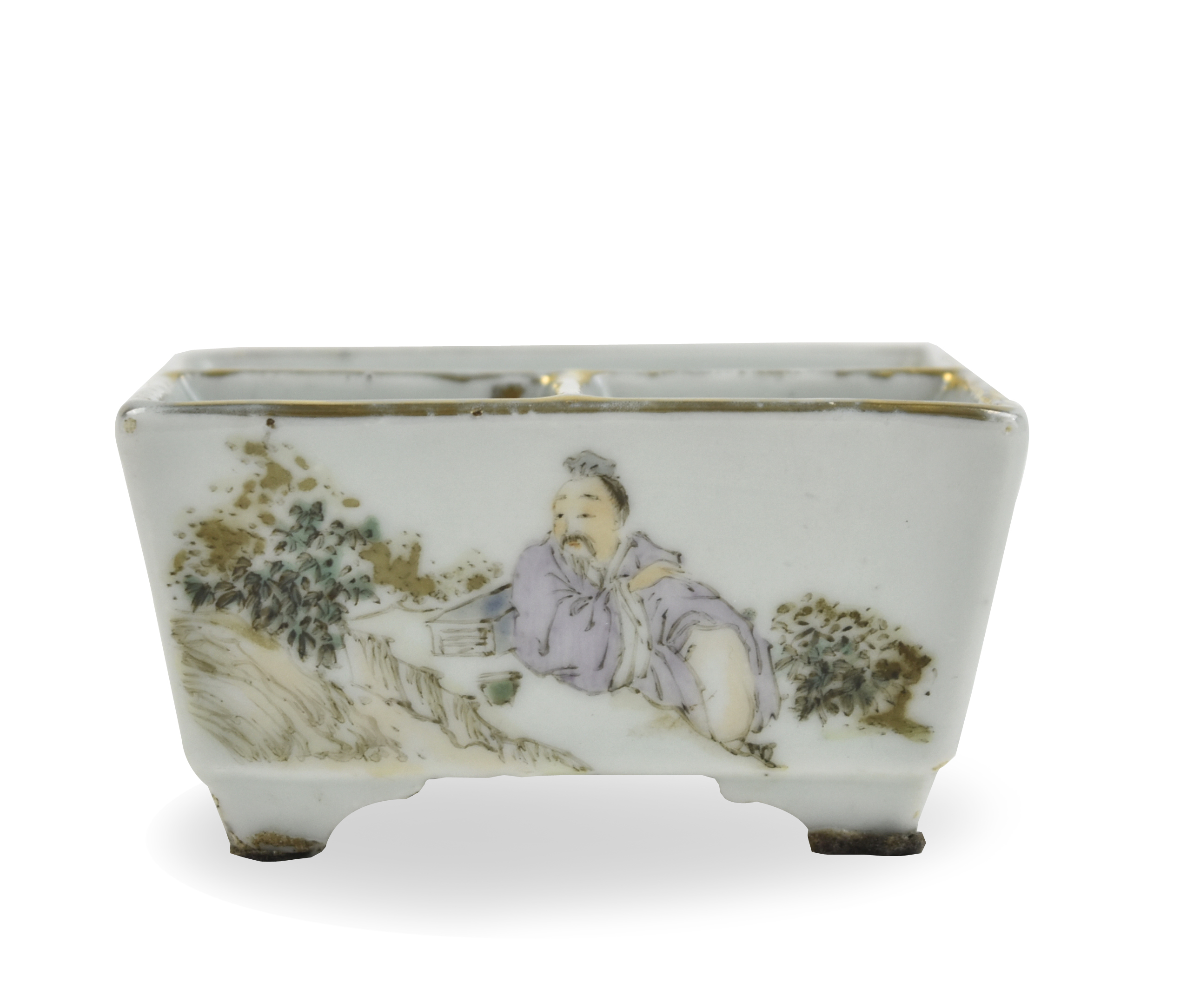 Appraisal: Chinese Republic period a square form white glazed washer with