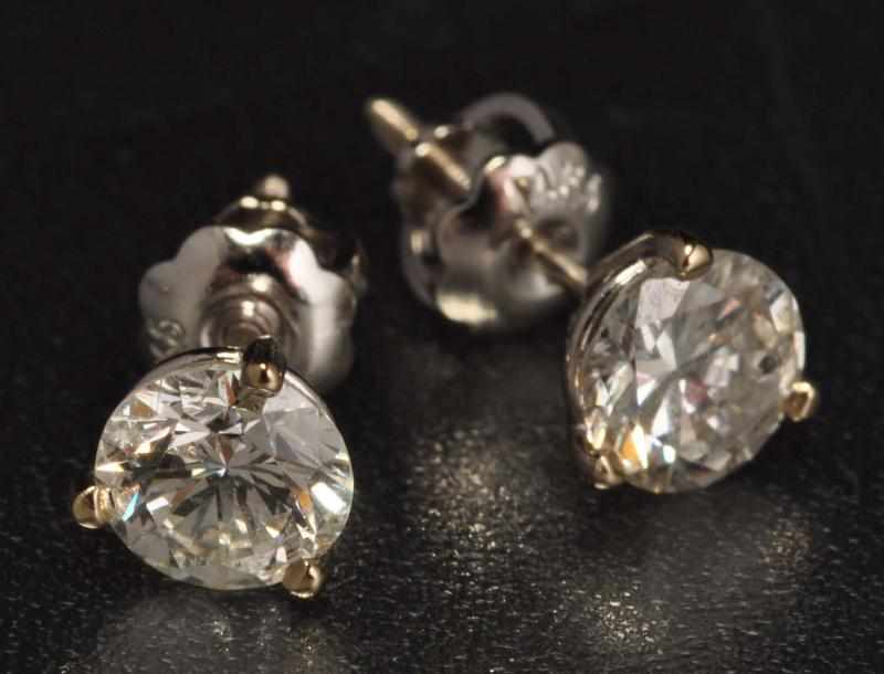 Appraisal: Pair of K W Gold Diamond Earrings Description Diamonds ctw