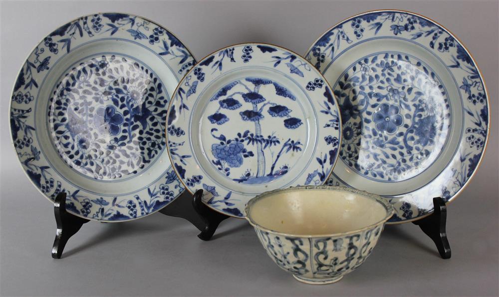 Appraisal: PAIR OF CHINESE BLUE AND WHITE CHARGERS TH CENTURY AND