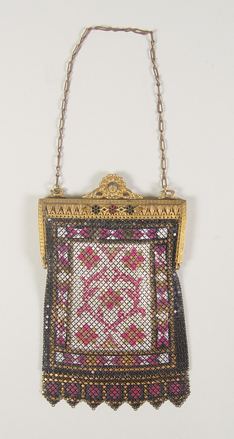 Appraisal: Enameled Metal Beaded Purse Circa Mandalian Mfg Co U S