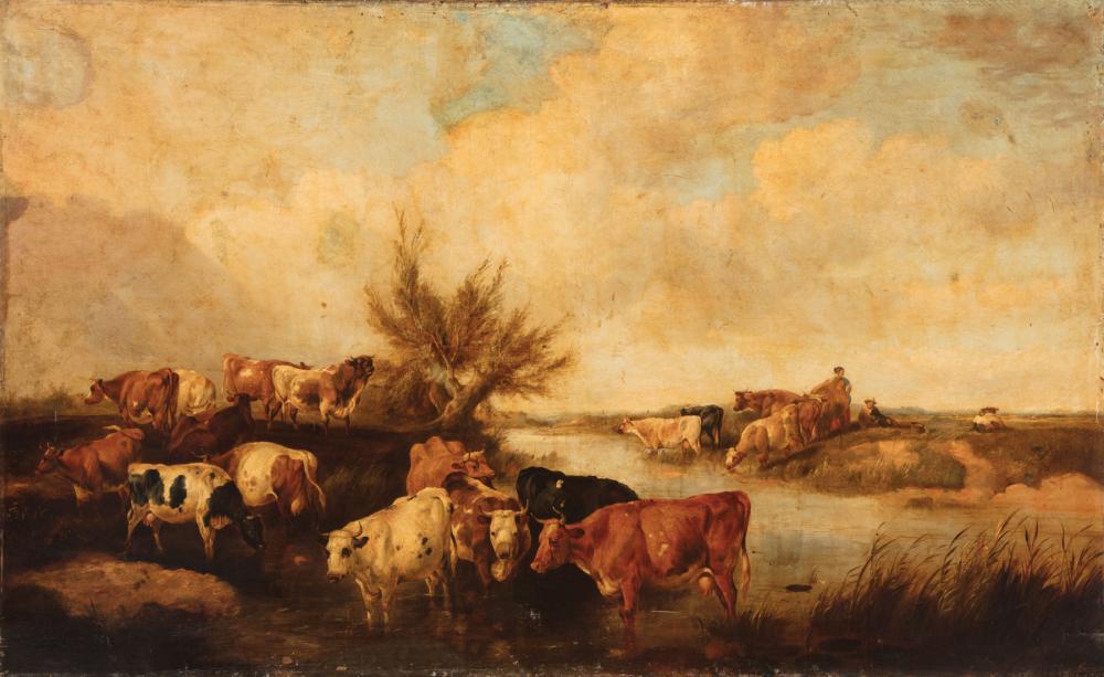 Appraisal: Attributed to Thomas Sidney Cooper British - Cows Watering at