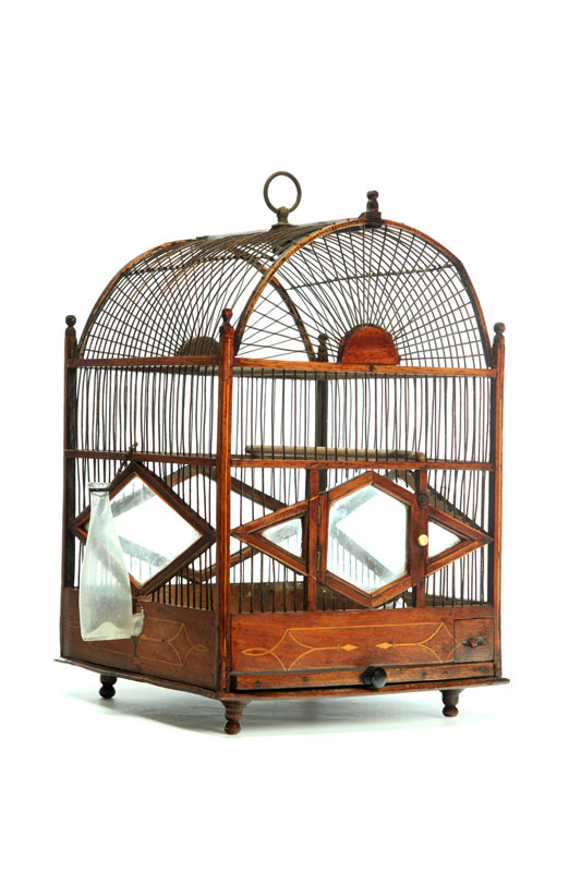 Appraisal: INLAID BIRDCAGE Probably American th century mahogany Well done with