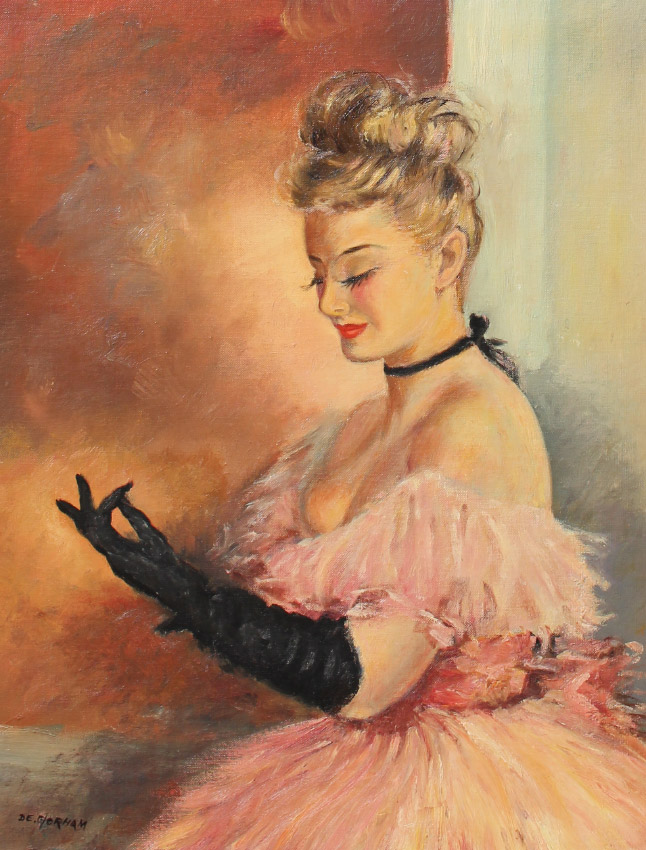 Appraisal: FRENCH DANCER PAINTING SIGNED DE GORHAM Depicts a French Dancer