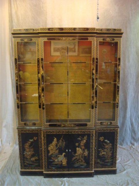 Appraisal: Chinoiserie decorated china cabinet From a Sleepy Hollow NY home