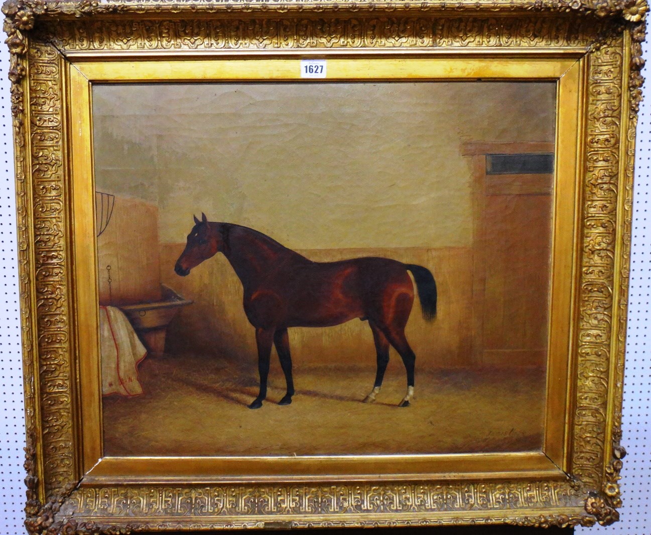 Appraisal: James Clark fl - A bay horse in a stable