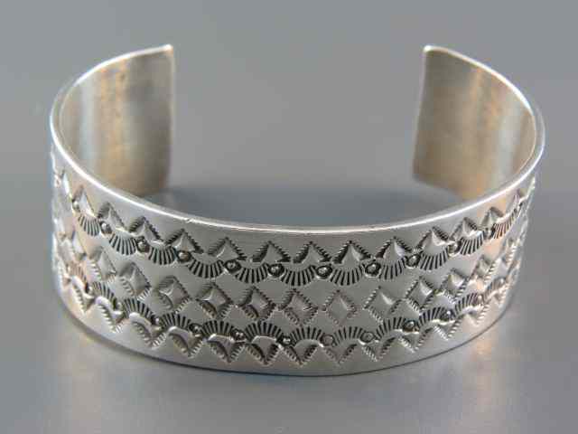 Appraisal: Indian Sterling Silver Bracelet cuff style '' wide grams