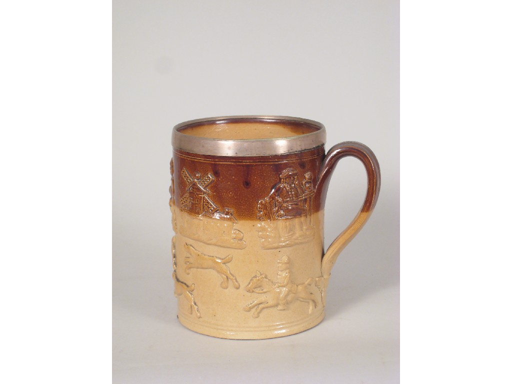 Appraisal: A Doulton type large stoneware Mug with figures and hunting