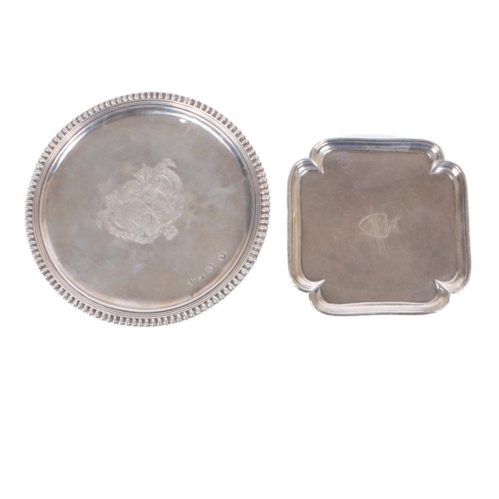 Appraisal: TWO TH TH CENTURY GEORGIAN ENGLISH STERLING SILVER TRAYS WITH