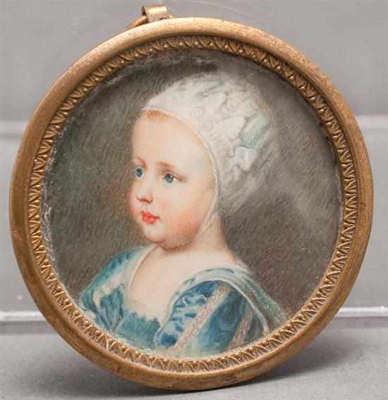 Appraisal: English School th century Portrait miniature of a Tudor royal