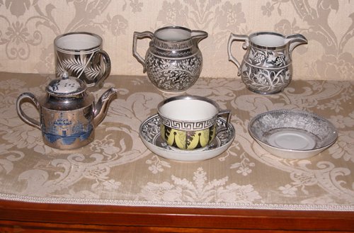 Appraisal: Title Silver Resist Ceramics including pitchers one Staffordshire one Asian