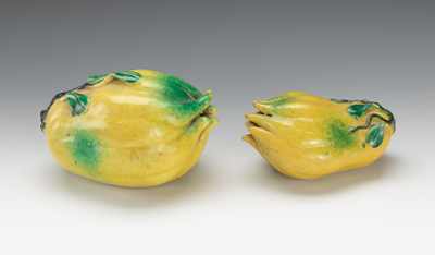 Appraisal: A Pair of Chinese Buddha's Hand Citron Temple Fruits The