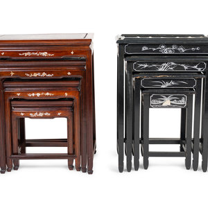 Appraisal: Two Sets of Four Chinese Nesting Tables th Century comprising