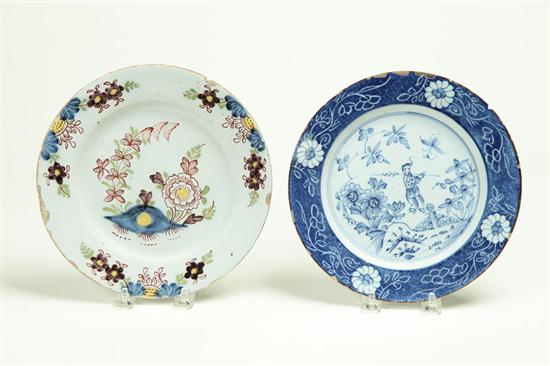 Appraisal: TWO DELFT PLATES European th century tin-glazed earthenware Includes a