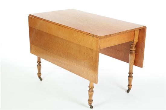 Appraisal: DROP LEAF TABLE Curly maple with rectangular leaves and turned