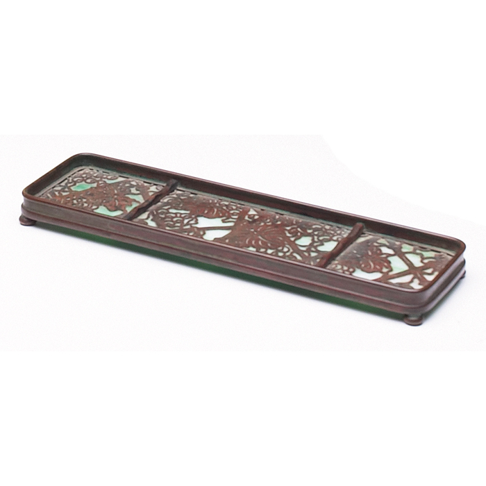 Appraisal: Tiffany Studios pen tray footed and sectioned form in bronze