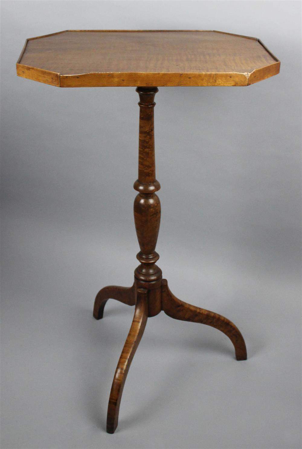 Appraisal: FEDERAL TIGER AND BIRDSEYE MAPLE CANDLESTAND having a rectangular hinged