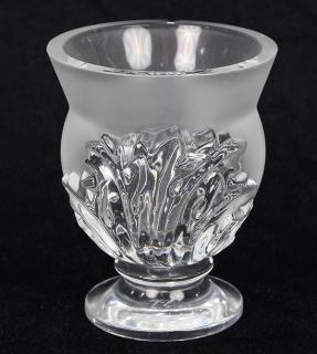 Appraisal: Lalique footed crystal vase Lalique footed crystal vase in frosted