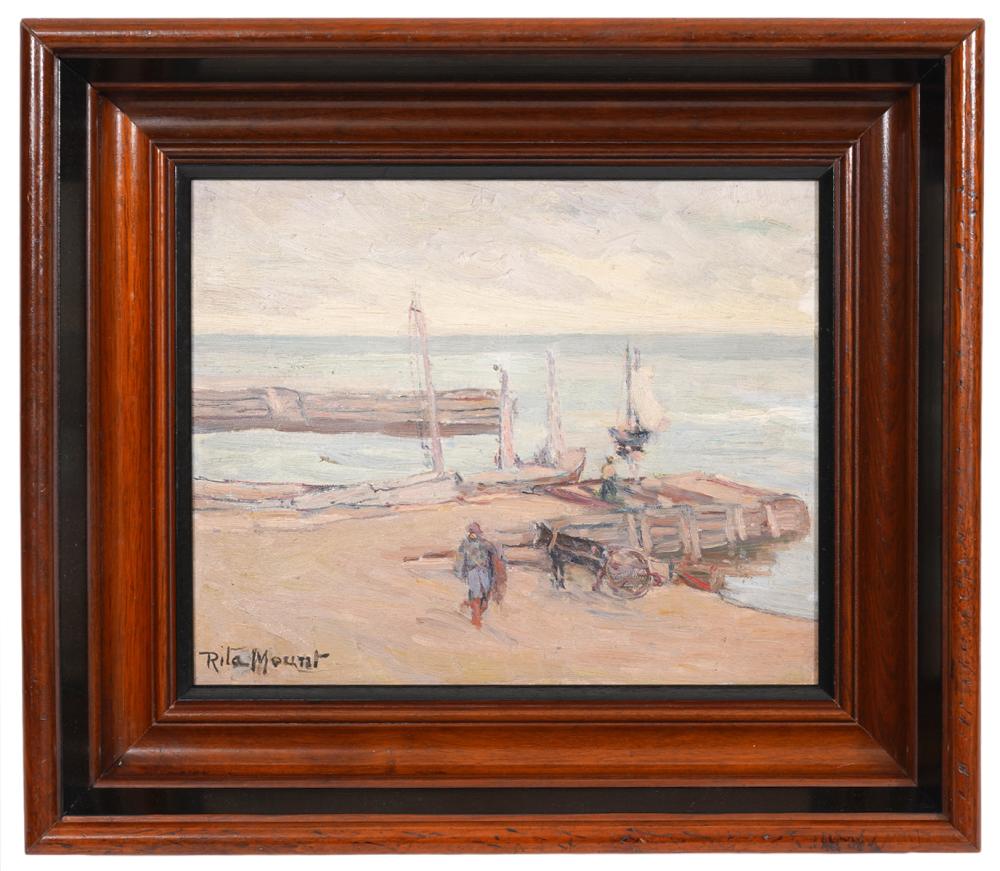 Appraisal: RITA MOUNT 'THE DOCKS' OIL PAINTINGRita Mount Canada - 'The