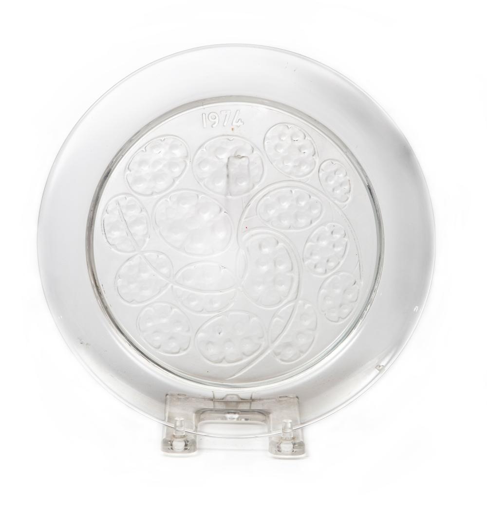 Appraisal: Lalique Crystal Annual Plate vine motif dia in Provenance Estate