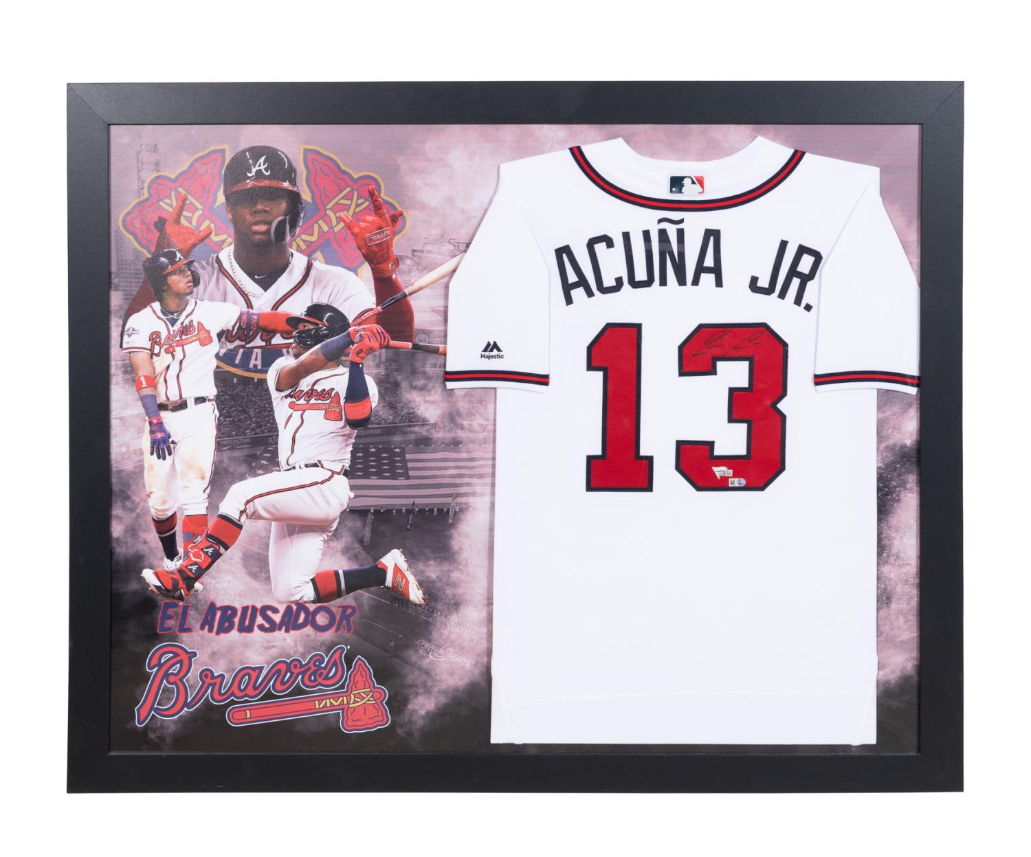 Appraisal: RONALD ACUNA JR FRAMED AUTOGRAPHED JERSEY Framed Ronald Acuna Jr