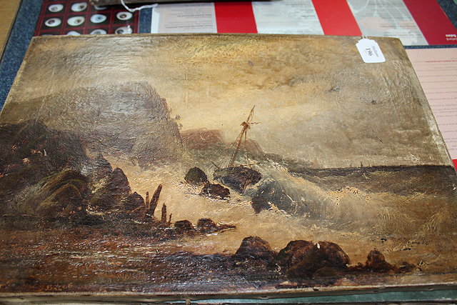 Appraisal: W HALL TH CENTURY A Fishing Boat in Distress signed