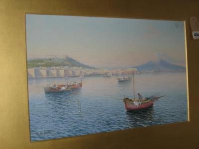 Appraisal: M GIANNI Fishing Boats in the Bay of Naples Vesuvius