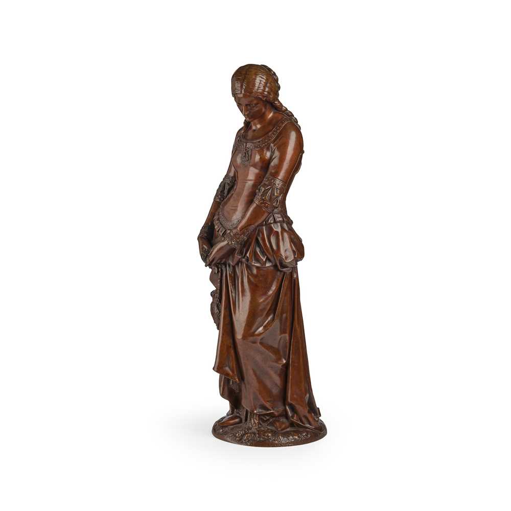 Appraisal: EMILE-ANDRE BOISSEAU FRENCH - THE PENSIVE CHATELAINE bronze brown patina