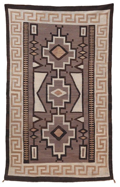 Appraisal: Navajo rug c geometric design in beige gray and cream