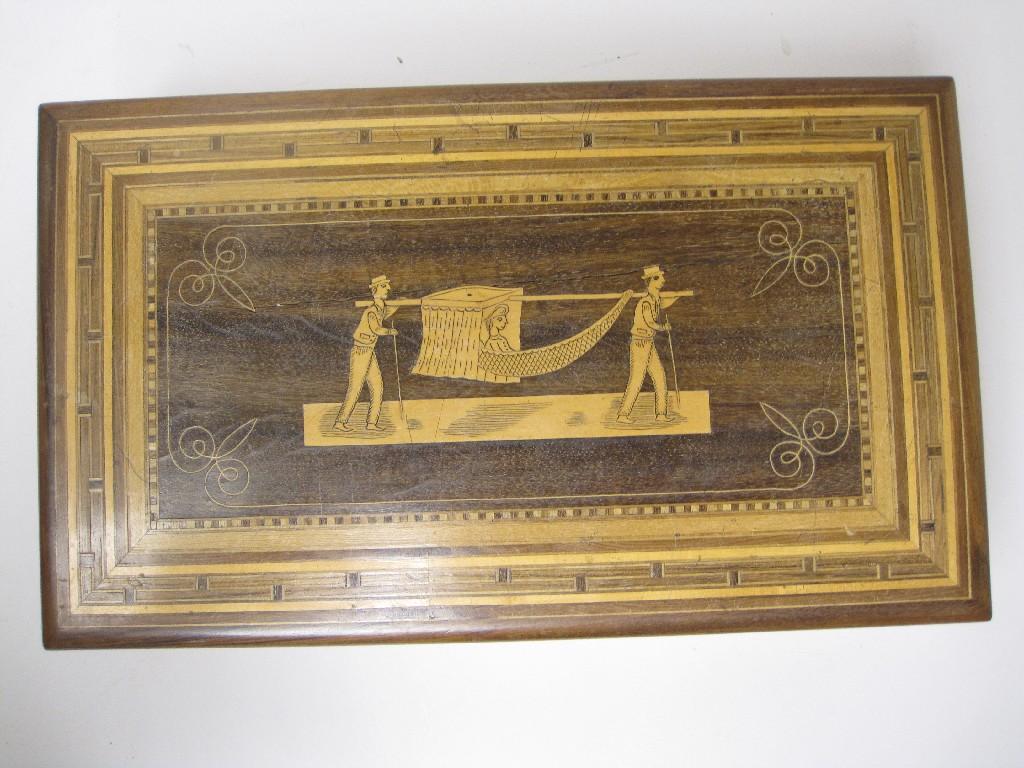 Appraisal: A Killarney type Sewing Box with inlay of figure in