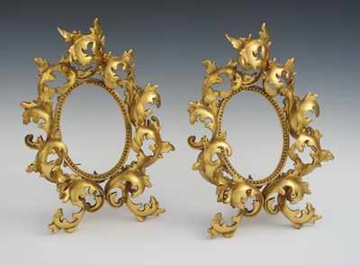 Appraisal: A Pair of Brightly Gilt Bronze Frames Matched pair of