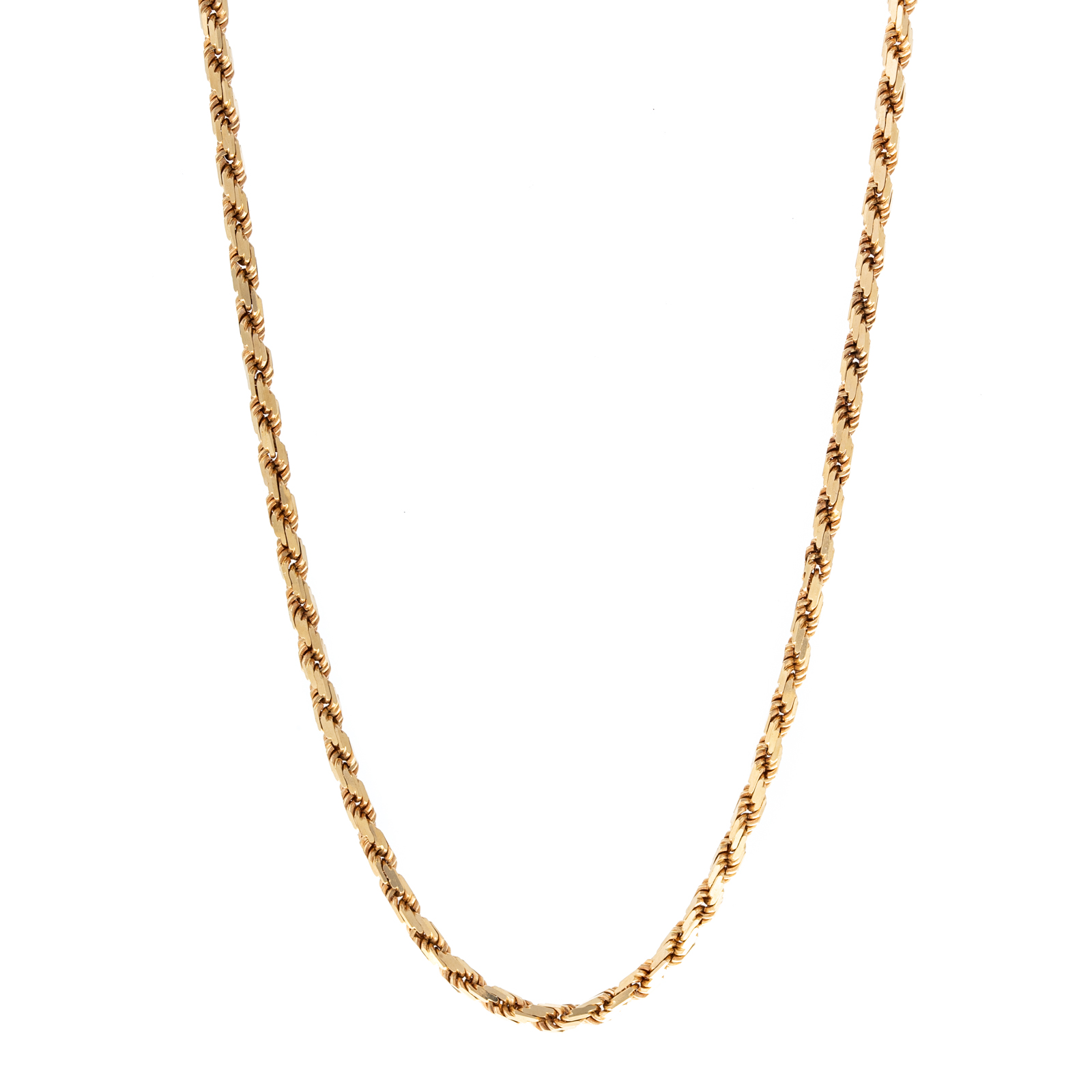 Appraisal: A SOLID DIAMOND-CUT ROPE CHAIN IN K K yellow gold