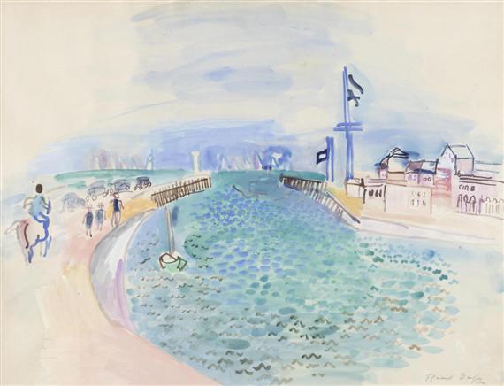 Appraisal: DUFY RAOUL Le Havre - Fourcalquier Harbour view Watercolour on