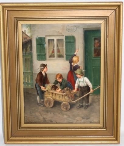 Appraisal: LATE TH CENTURY KPM PORCELAIN PLAQUE DEPICTINGFOUR CHILDREN WITH A